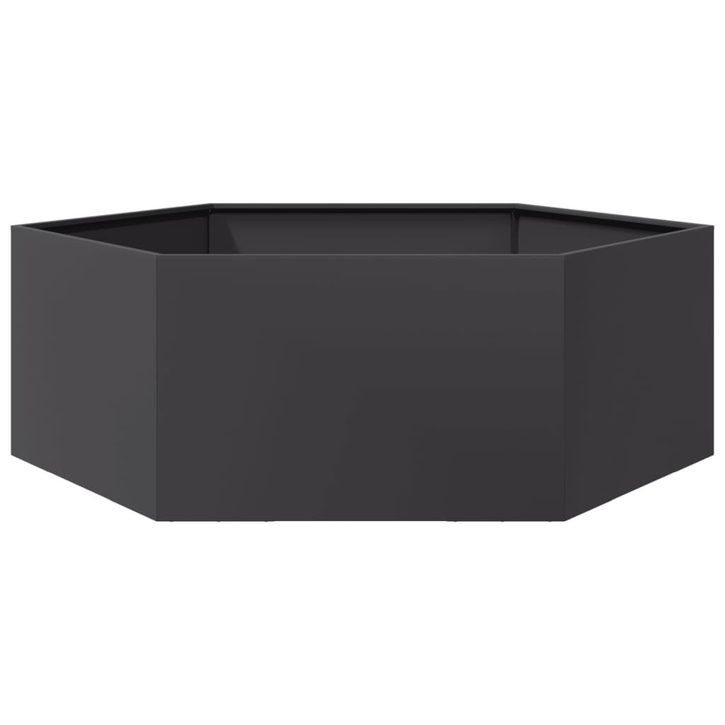 vidaXL Ζαρντινιέρα Κήπου Εξάγωνη Μαύρη 138x120x45 εκ. Ατσάλι