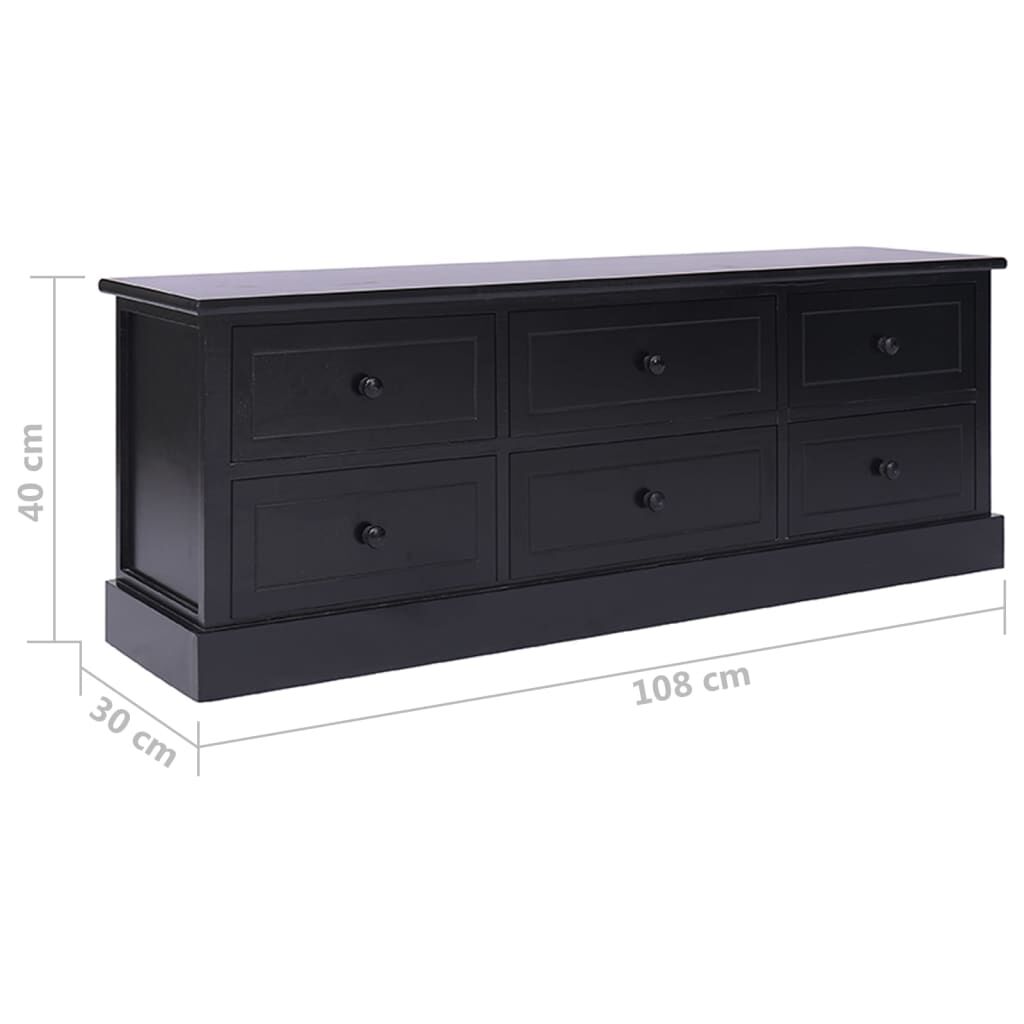 vidaXL Έπιπλο Τηλεόρασης Μαύρο 108x30x40 εκ. από Μασίφ Ξύλο Παυλώνιας