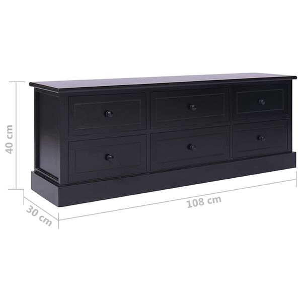 vidaXL Έπιπλο Τηλεόρασης Μαύρο 108x30x40 εκ. από Μασίφ Ξύλο Παυλώνιας