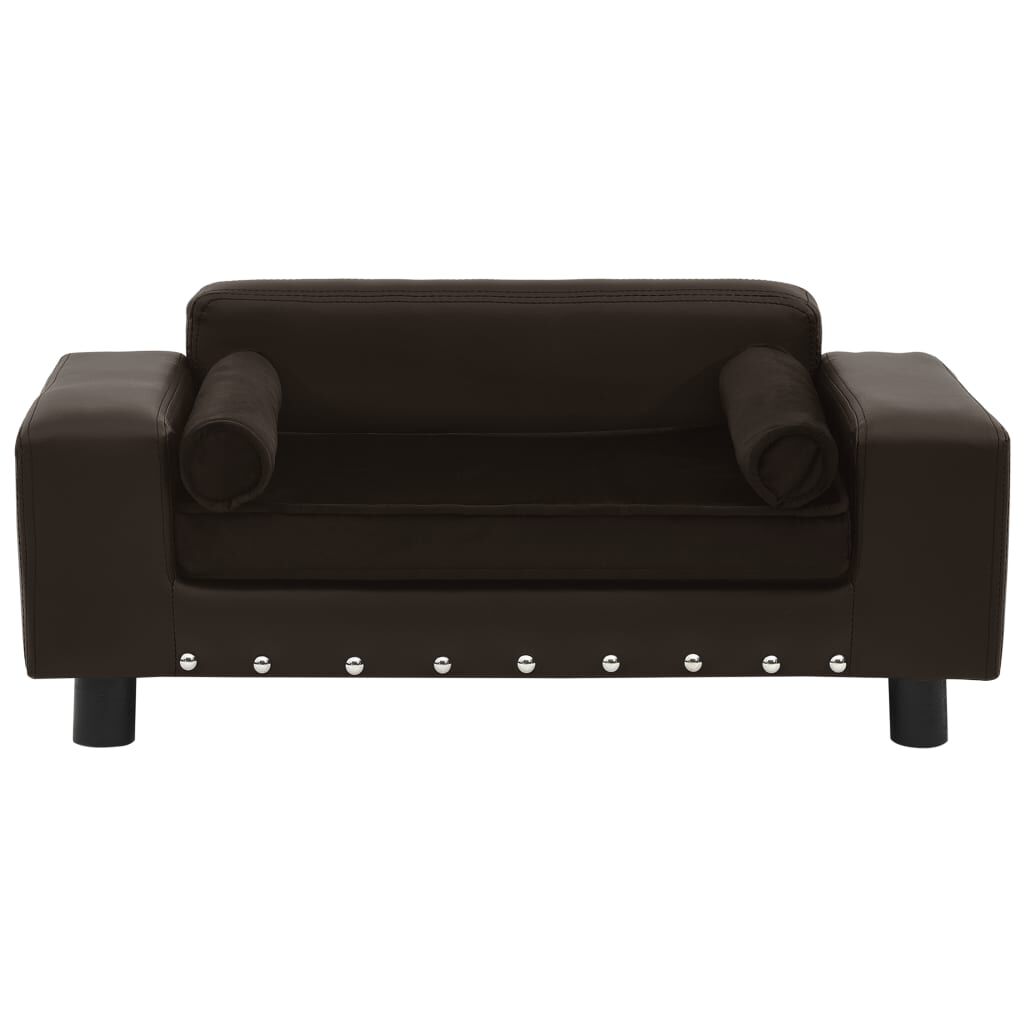 vidaXL Καναπές-Κρεβάτι Σκύλου Καφέ 81x43x31 εκ. Βελουτέ/Συνθετ. Δέρμα