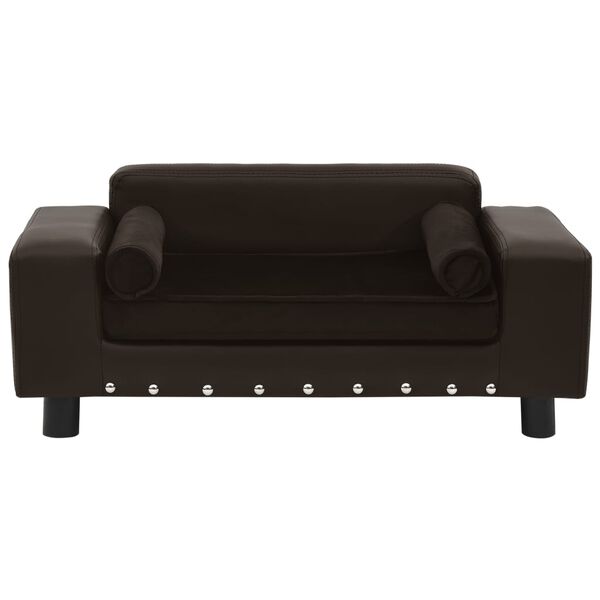 vidaXL Καναπές-Κρεβάτι Σκύλου Καφέ 81x43x31 εκ. Βελουτέ/Συνθετ. Δέρμα