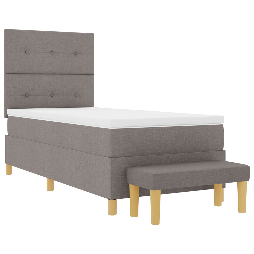κρεβάτι Box Spring με στρώμα και πάγκο vidaXL Ταπέτο 90x190 εκ. Υφάσματος