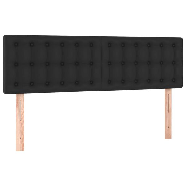 vidaXL Κρεβάτι Boxspring με Στρώμα Μαύρο 140x190εκ.από Συνθετικό Δέρμα