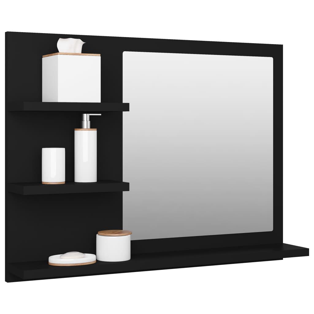 vidaXL Καθρέφτης Μπάνιου Μαύρος 60 x 10,5 x 45 εκ. Επεξ. Ξύλο