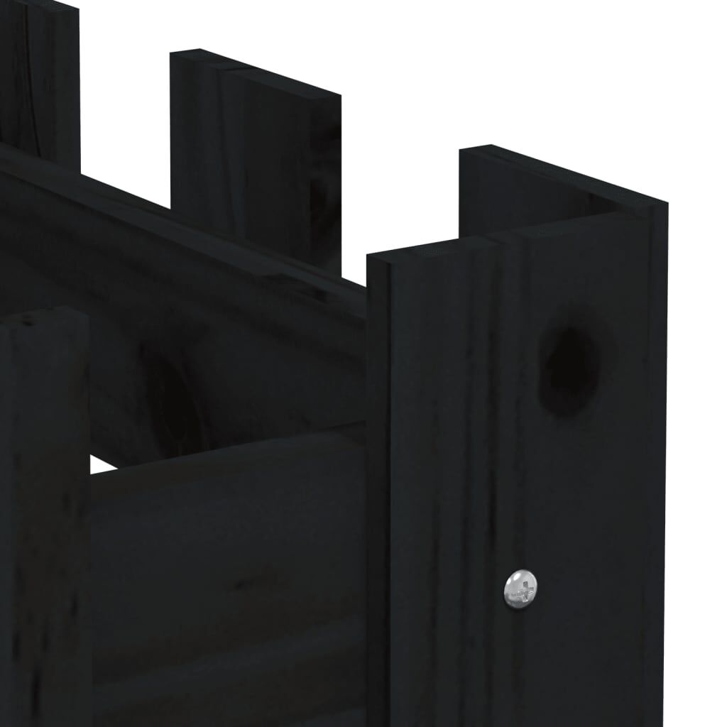 vidaXL Ζαρντινιέρα με Σχέδιο Φράχτη Μαύρη 200x30x30 εκ. Μασίφ Πεύκο