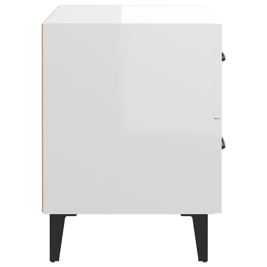 vidaXL Κομοδίνα 2 τεμ. Γυαλιστερό Λευκό 40 x 35 x 47,5 εκ.