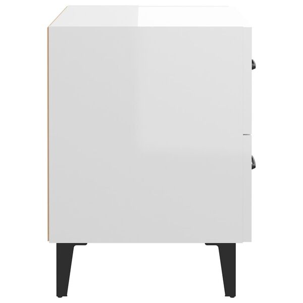 vidaXL Κομοδίνα 2 τεμ. Γυαλιστερό Λευκό 40 x 35 x 47,5 εκ.