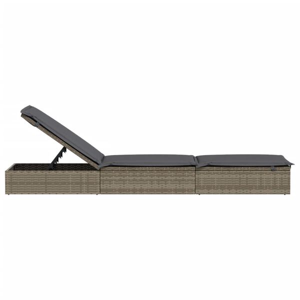 vidaXL Ξαπλώστρα 1 Τεμ. Γκρι 201x55x62 εκ. Συνθετικό Ρατάν με Μαξιλάρι