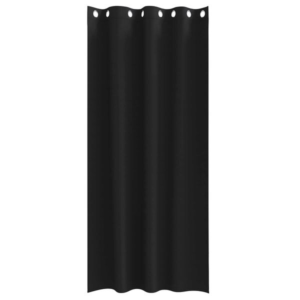 vidaXL Κουρτίνες με κουρτίνες 2 pcs Μαύρο 260 x 140 εκ. Πολυεστέρας