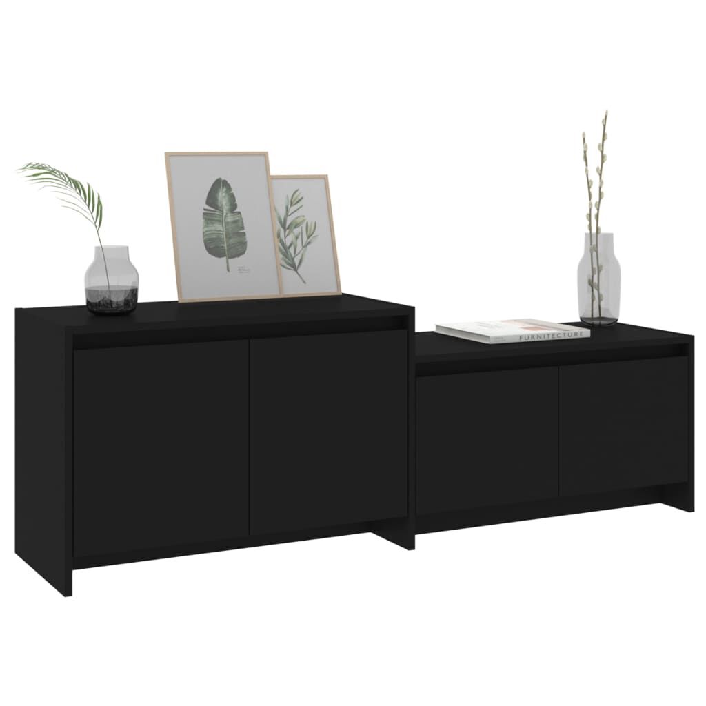 vidaXL Έπιπλο Τηλεόρασης Μαύρο 146,5x35x50 εκ. από Επεξεργ. Ξύλο