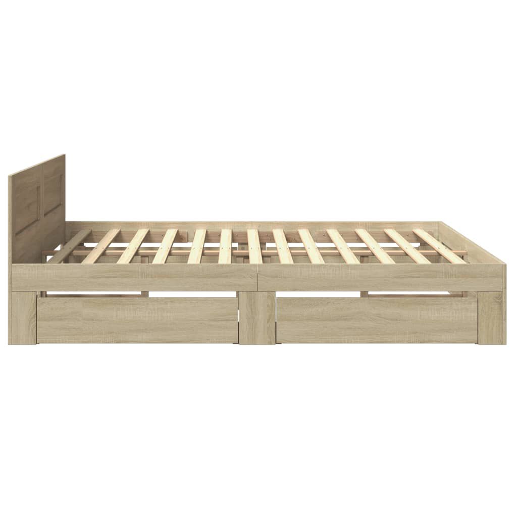 vidaXL Πλαίσιο Κρεβατιού με Κεφαλάρι Sonoma Δρυς 180x200εκ. Επεξ. Ξύλο