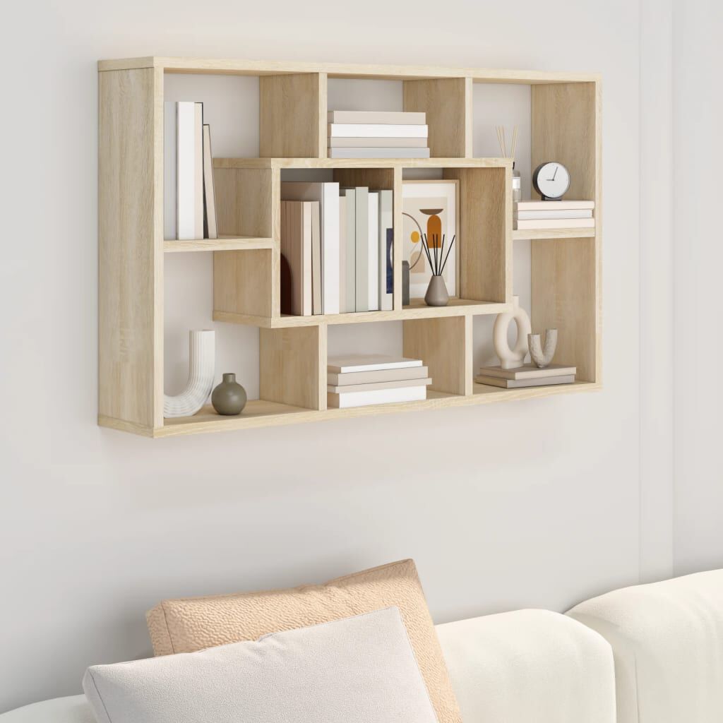 vidaXL Ραφιέρα Τοίχου Sonoma Δρυς 85x16x52,5 εκ. Επεξεργασμένο Ξύλο