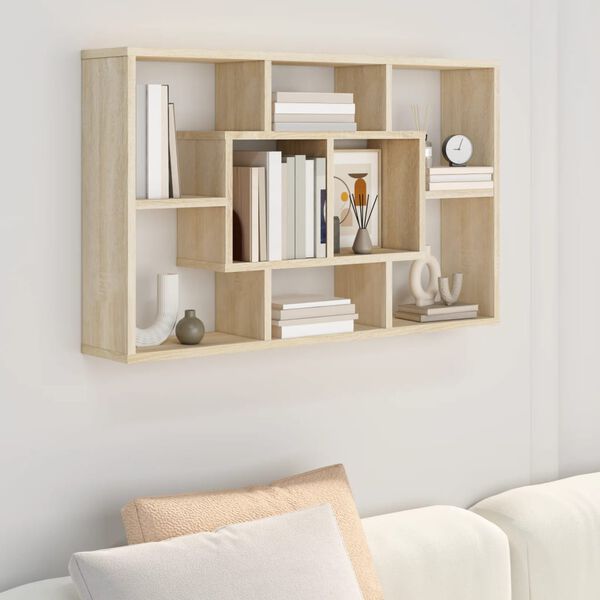 vidaXL Ραφιέρα Τοίχου Sonoma Δρυς 85x16x52,5 εκ. Επεξεργασμένο Ξύλο