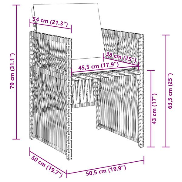 vidaXL Σέτ φαγητού για κήπο 5 pcs Μπεζ Πολυ ράταν