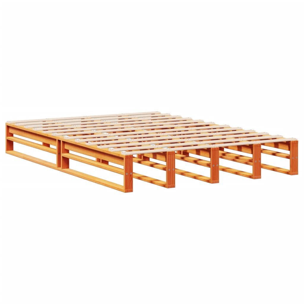 vidaXL Κρεβάτι Βιβλιοθήκη Χωρίς Στρώμα Καφέ 150x200 εκ Μασίφ Πεύκο