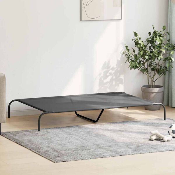 vidaXL &Alpha;&nu;&upsilon;&psi;&omega;&mu;έ&nu;&omicron; &kappa;&rho;&epsilon;&beta;ά&tau;&iota; &sigma;&kappa;ύ&lambda;&omicron;&upsilon; &gamma;&kappa;&rho;&iota; 150x90x20 cm Textilene &kappa;&alpha;&iota; &chi;ά&lambda;&upsilon;&beta;&alpha;