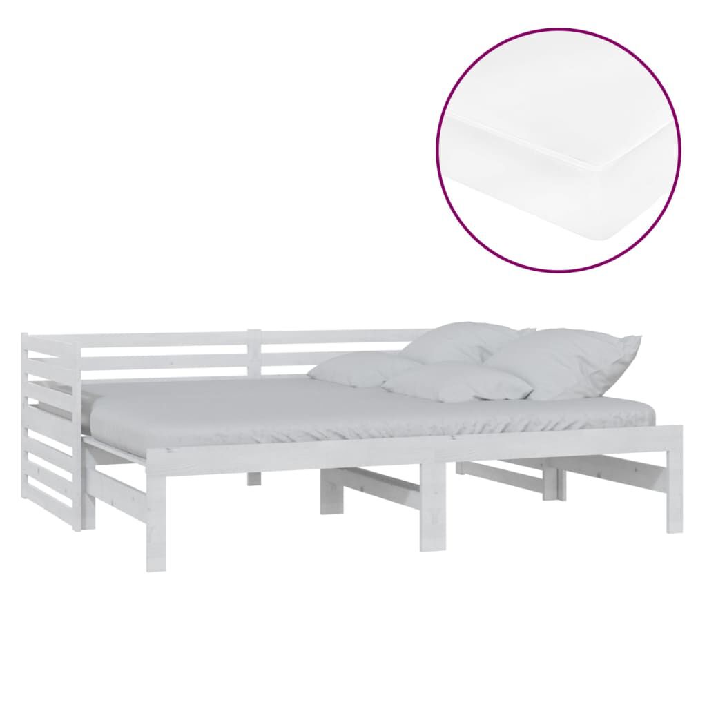 vidaXL Καναπές Κρεβάτι Συρόμενος Λευκός 2x(90x200) εκ. Ξύλο Πεύκου