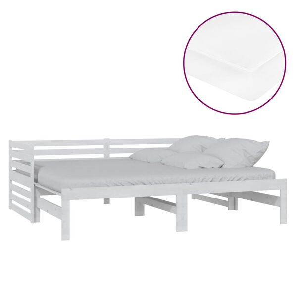 vidaXL Καναπές Κρεβάτι Συρόμενος Λευκός 2x(90x200) εκ. Ξύλο Πεύκου
