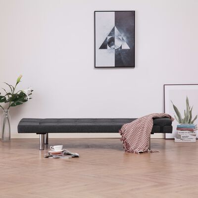 vidaXL Καναπές - Κρεβάτι με Δύο Μαξιλάρια Σκούρο Γκρι από Πολυεστέρα
