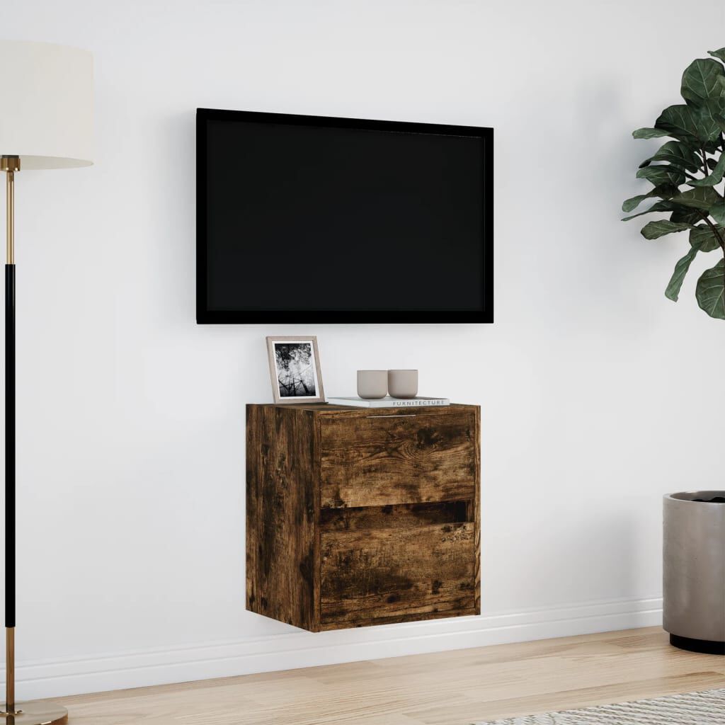 vidaXL Έπιπλο Τοίχου Τηλεόρασης με LED Καπνιστή Δρυς 41x31x45 εκ.