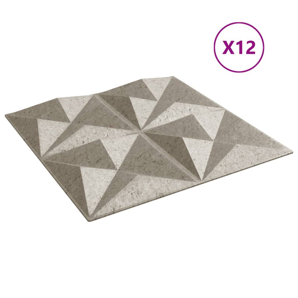 vidaXL Πάνελ Τοίχου 12 τεμ. Τσιμέντο Origami 50 x 50 εκ. 3 μ² XPS
