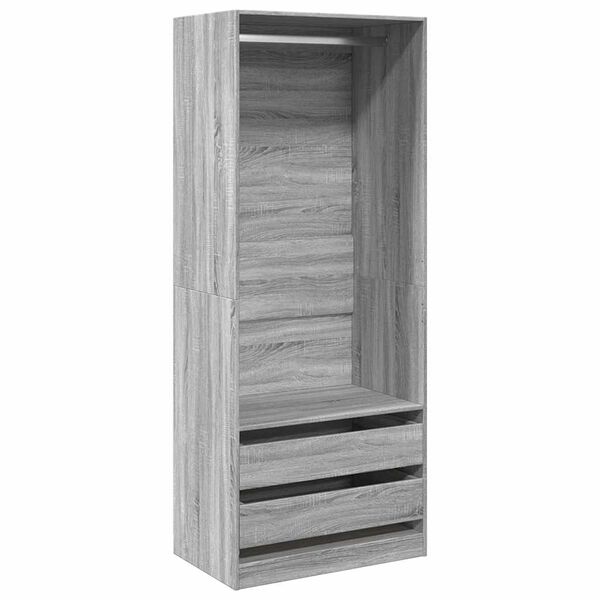 vidaXL Ντουλάπα Γκρι Sonoma 80x50x200 εκ. από Επεξεργασμένο Ξύλο