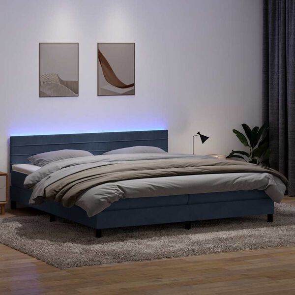 vidaXL &Kappa;&rho;&epsilon;&beta;ά&tau;&iota; Boxspring &mu;&epsilon; &Sigma;&tau;&rho;ώ&mu;&alpha; & LED &Sigma;&kappa;&omicron;ύ&rho;&omicron; &Gamma;&kappa;&rho;&iota; 200x210 &epsilon;&kappa;. &Beta;&epsilon;&lambda;&omicron;ύ&delta;&iota;&nu;&omicron;