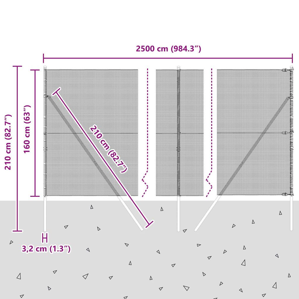vidaXL Φράκτης από Καλώδιο με 13 Στήλες 1.6x25 m Γαλβανισμένο Ατσάλι