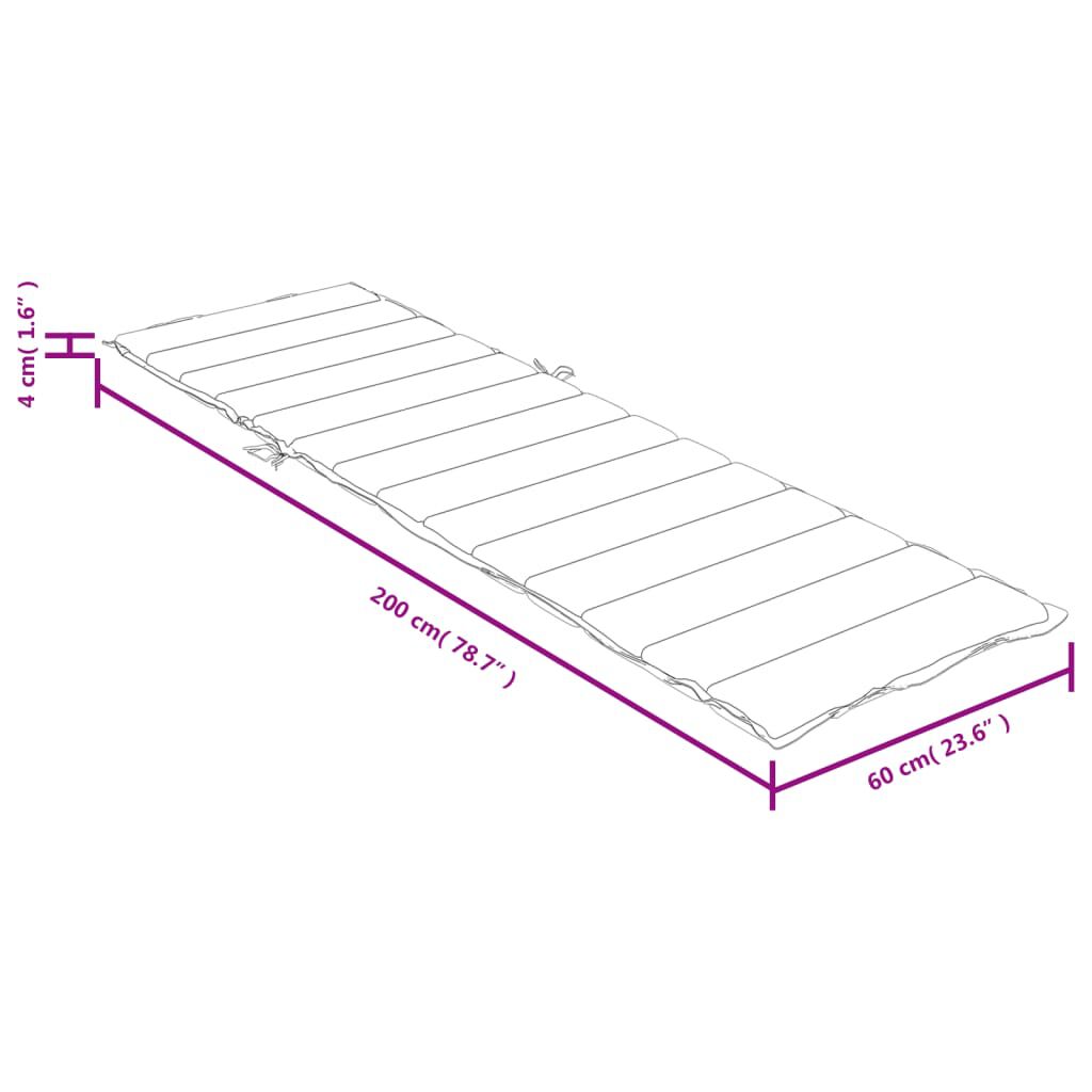 vidaXL Μαξιλάρι Ξαπλώστρας Ανοιχτό Γκρι 200x60x4 εκ. Ύφασμα