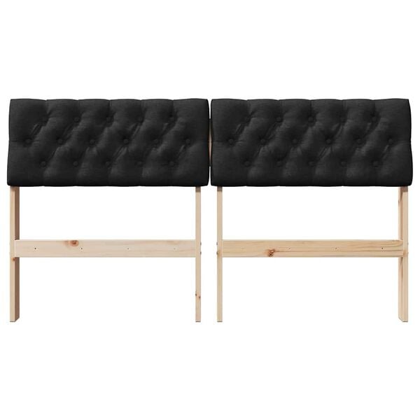vidaXL Ταπετσαρισμένο κεφαλάρι Μαύρο 140 cm Στερεά ξυλεία πεύκου