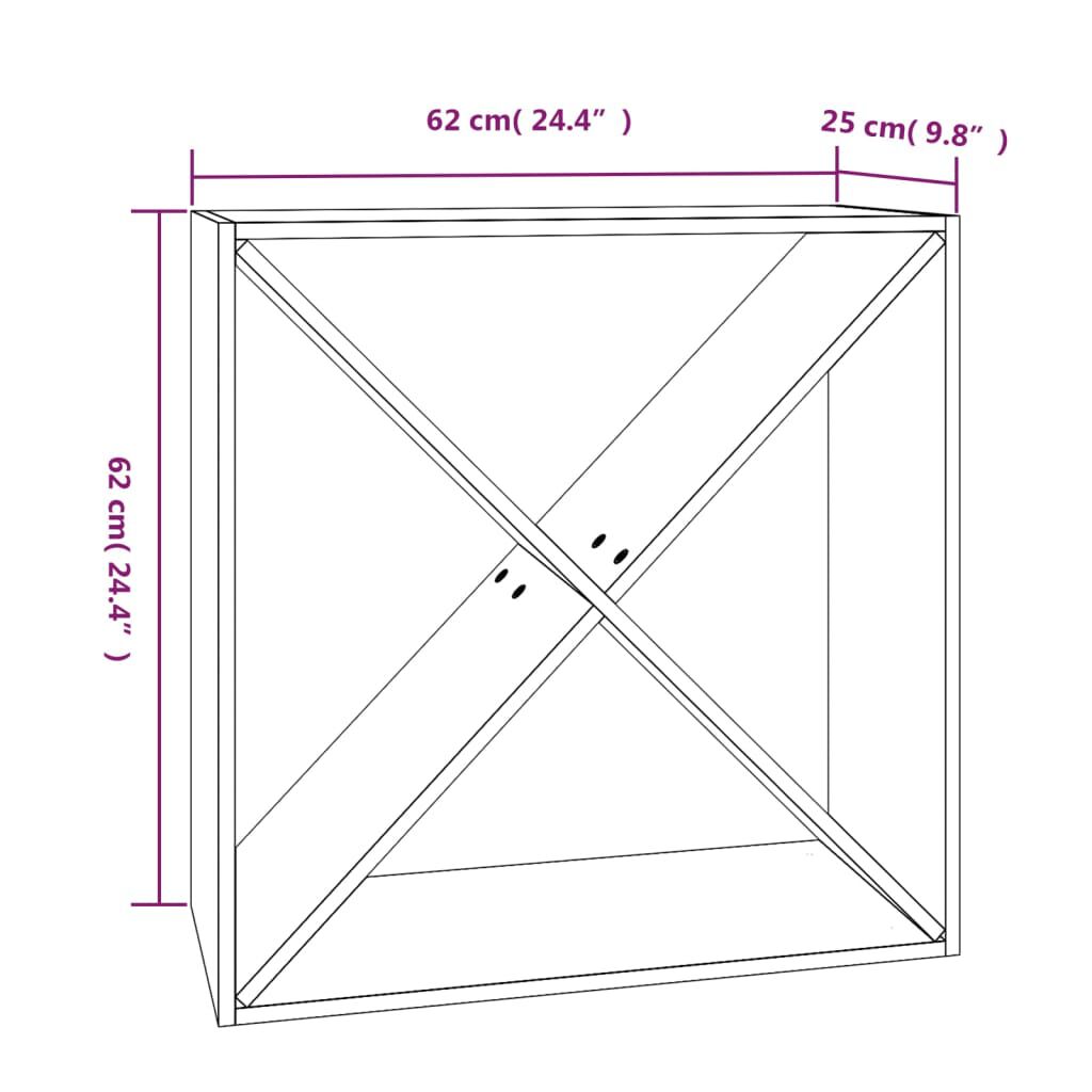 vidaXL Κάβα Κρασιών Γκρι 62 x 25 x 62 εκ. από Μασίφ Ξύλο Πεύκου