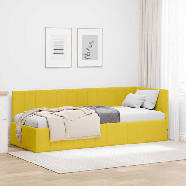vidaXL Κρεβάτι Γωνίας με κεφαλάρι Κίτρινο 80 x 200 cm Βελούδο