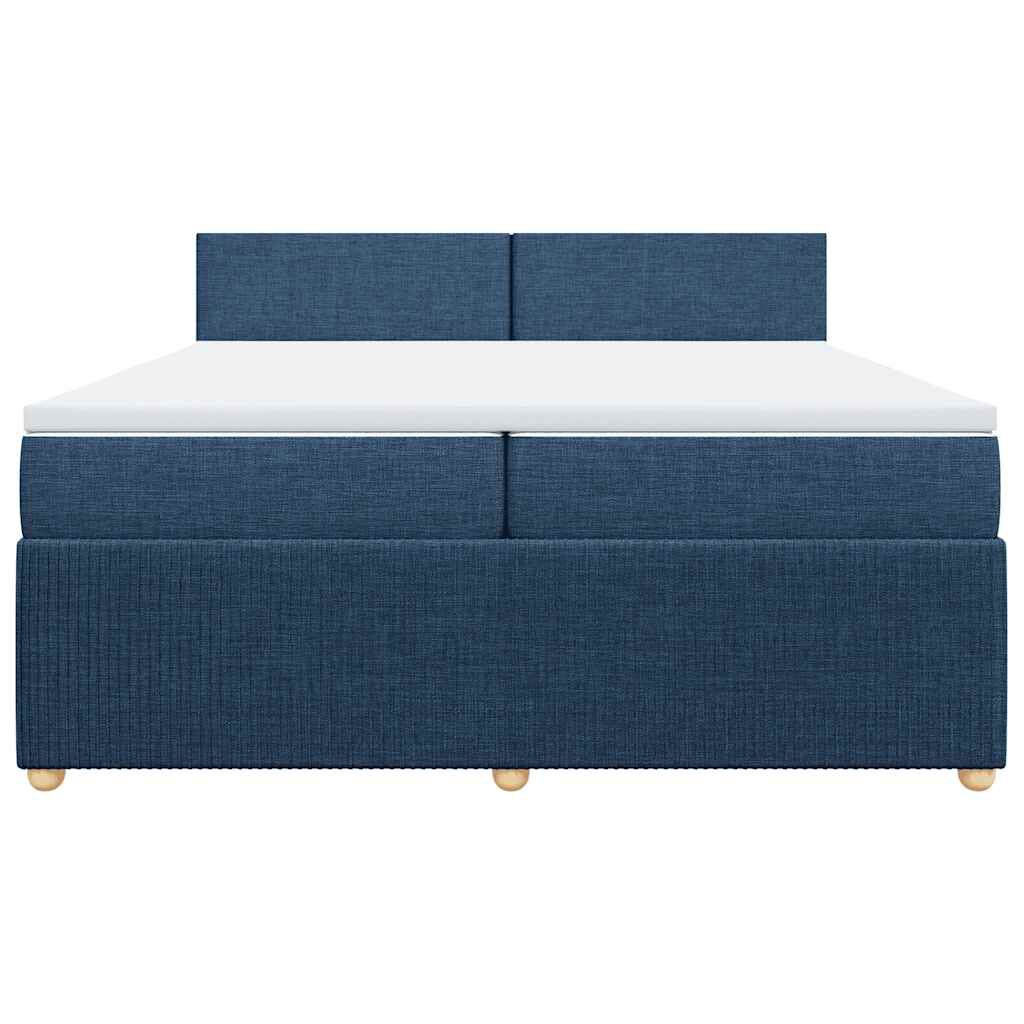vidaXL Κρεβάτι Boxspring με Στρώμα Μπλε 200x200 εκ. Υφασμάτινο