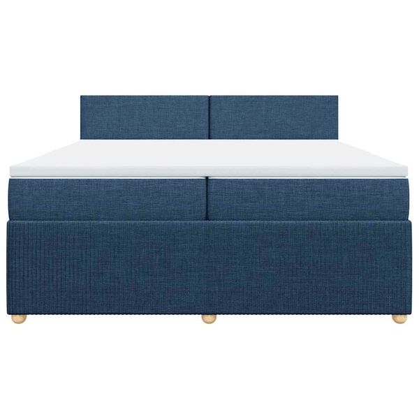 vidaXL Κρεβάτι Boxspring με Στρώμα Μπλε 200x200 εκ. Υφασμάτινο
