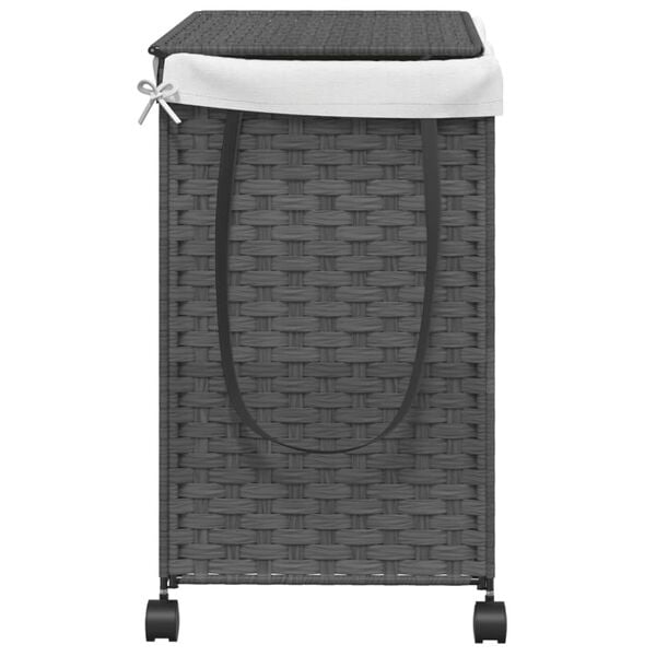 vidaXL Καλάθι Άπλυτων με Τροχούς Γκρι 60x35x60,5 εκ. από Ρατάν