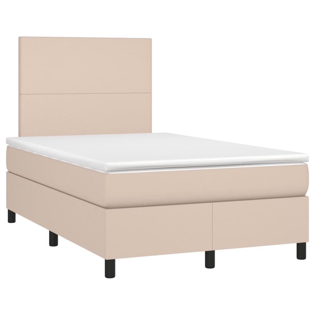 vidaXL Κρεβάτι Boxspring με Στρώμα Καπουτσίνο 120x190εκ.από Συνθ.Δέρμα