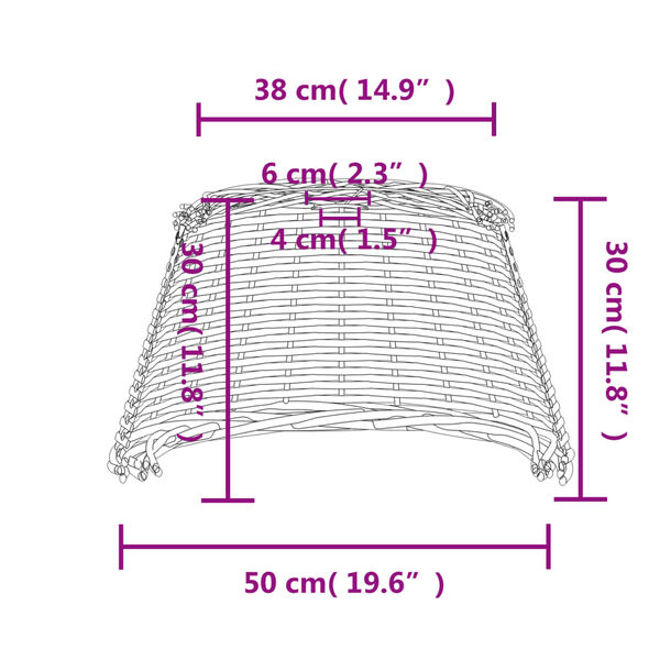 vidaXL Καπέλο Φωτιστικού Οροφής Λευκό Ø50x30 εκ. από Wicker