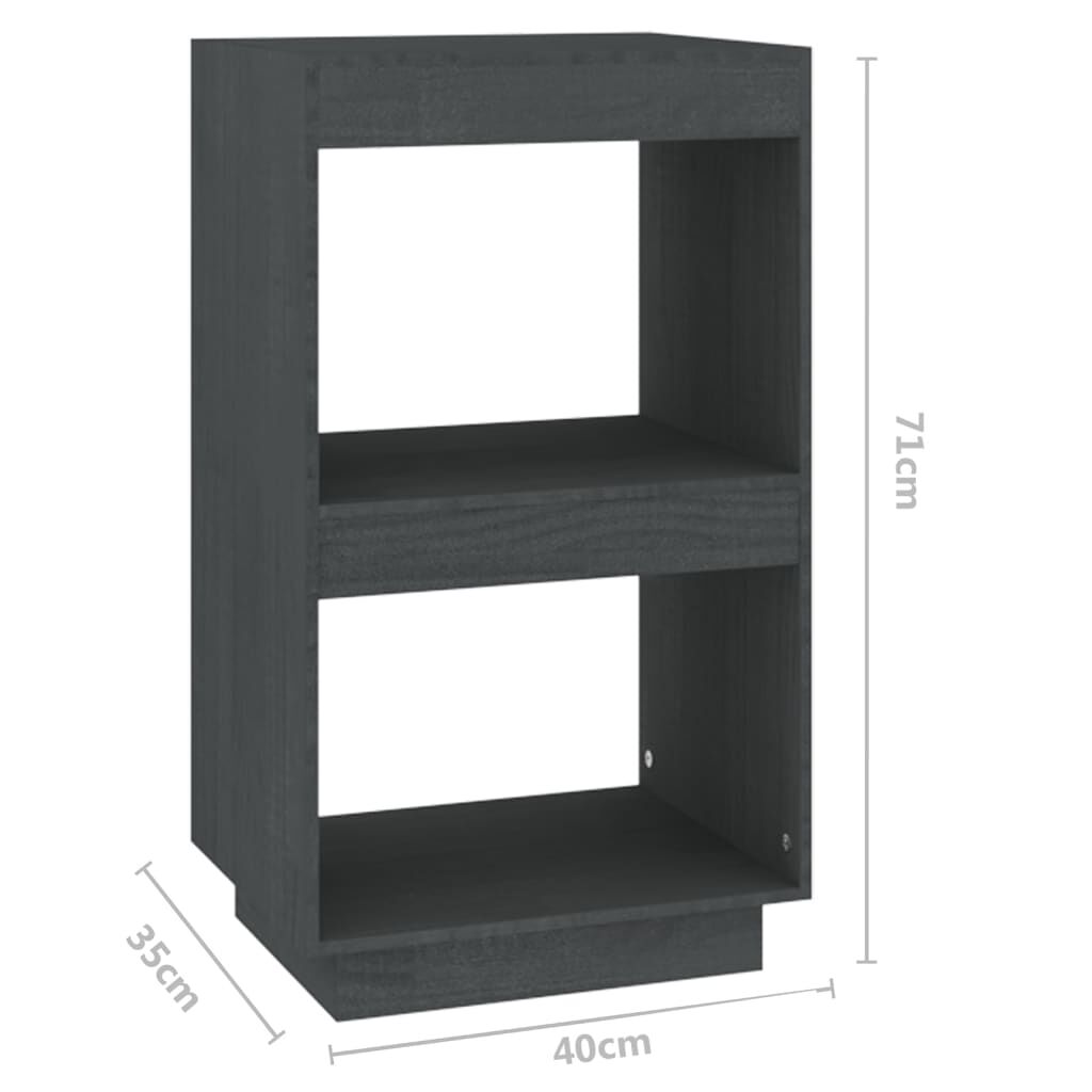 vidaXL Βιβλιοθήκη Γκρι 40 x 35 x 71 εκ. από Μασίφ Ξύλο Πεύκου