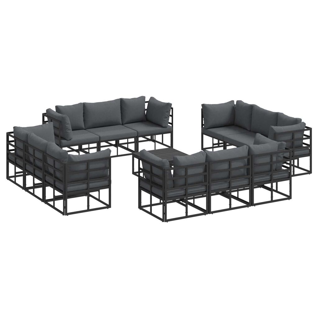 vidaXL Σετ Καναπέ Κήπου 13 pcs Μαύρο 70 x 70 x 32 εκ Αλουμίνιο