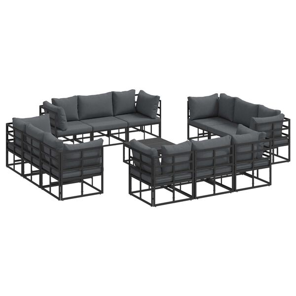 vidaXL Σετ Καναπέ Κήπου 13 pcs Μαύρο 70 x 70 x 32 εκ Αλουμίνιο