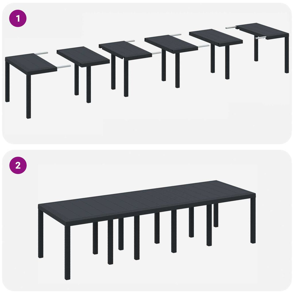 vidaXL Σέτ φαγητού για κήπο 13 pcs Ανθρακί Large Πολυράτταν