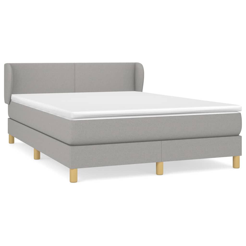 vidaXL Κρεβάτι Boxspring με Στρώμα Ανοιχτό Γκρι 140x200 εκ. Υφασμάτινο