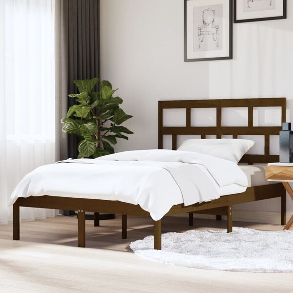vidaXL Σκελετός κρεβατιού Honey Brown 150x200 cm King Size Μασίφ Ξύλο
