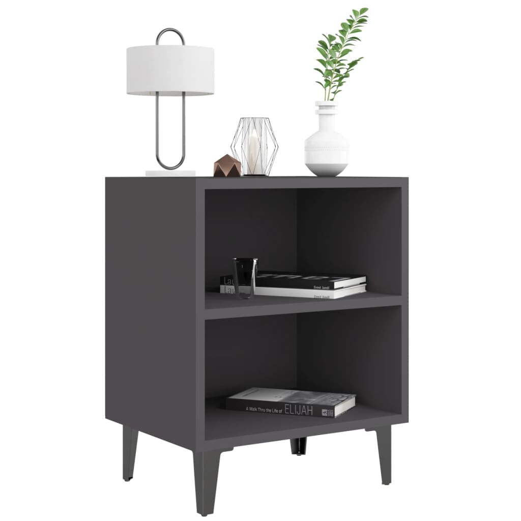 vidaXL Κομοδίνα 2 τεμ. Γκρι 40x30x50 εκ. με Μεταλλικά Πόδια