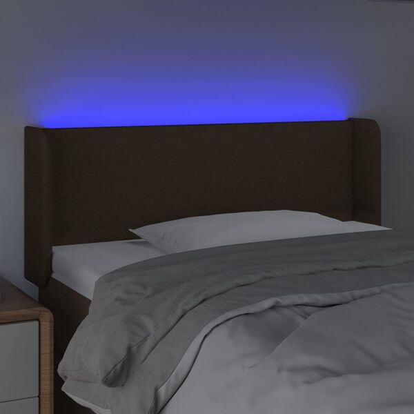 vidaXL Κεφαλάρι Κρεβατιού LED Σκούρο Καφέ 103x16x78/88 εκ. Υφασμάτινο