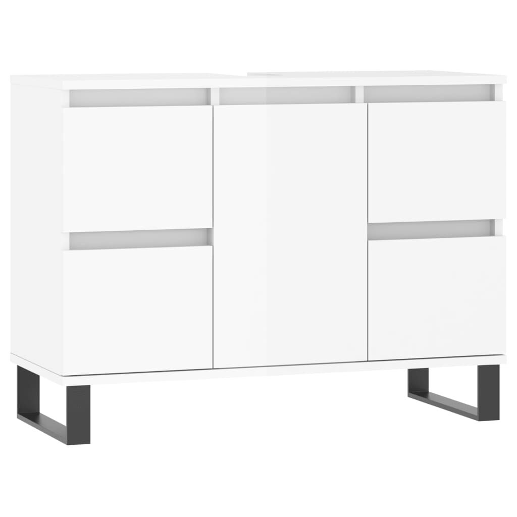 vidaXL Ντουλάπι Μπάνιου Γυαλ. Λευκό 80 x 33 x 60 εκ. από Επεξεργ. Ξύλο