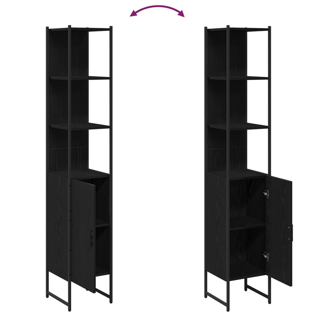 vidaXL Ντουλάπι Μπάνιου Μαύρο Δρυς 33x33x185,5 εκ. Κατασκευασμένο ξύλο