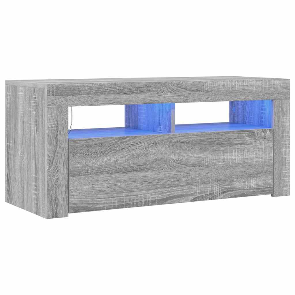 vidaXL Έπιπλο Τηλεόρασης με LED Γκρι Sonoma 90x35x40 εκ.