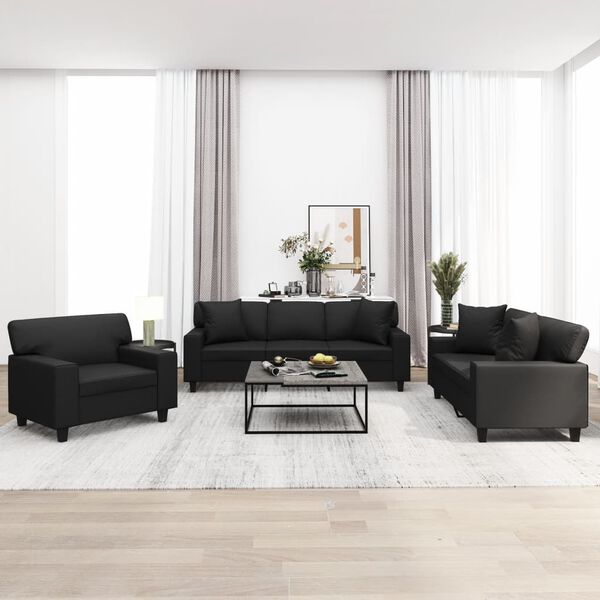 vidaXL &Sigma;&epsilon;&tau; &Sigma;&alpha;&lambda;&omicron;&nu;&iota;&omicron;ύ 3 &Tau;&epsilon;&mu;&alpha;&chi;ί&omega;&nu; &Mu;&alpha;ύ&rho;&omicron; &alpha;&pi;ό &Sigma;&upsilon;&nu;&theta;&epsilon;&tau;&iota;&kappa;ό &Delta;έ&rho;&mu;&alpha; &mu;&epsilon; &Mu;&alpha;&xi;&iota;&lambda;ά&rho;&iota;&alpha;