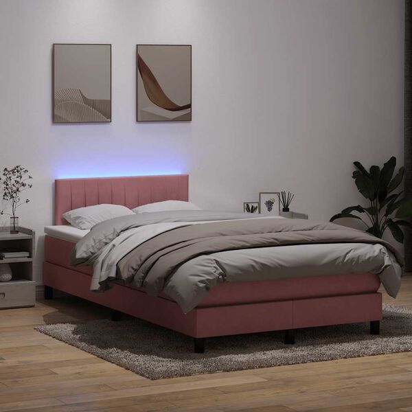 vidaXL &Kappa;&rho;&epsilon;&beta;ά&tau;&iota; Boxspring &mu;&epsilon; &Sigma;&tau;&rho;ώ&mu;&alpha; & LED &Rho;&omicron;&zeta; 120x210 &epsilon;&kappa;. &Beta;&epsilon;&lambda;&omicron;ύ&delta;&iota;&nu;&omicron;